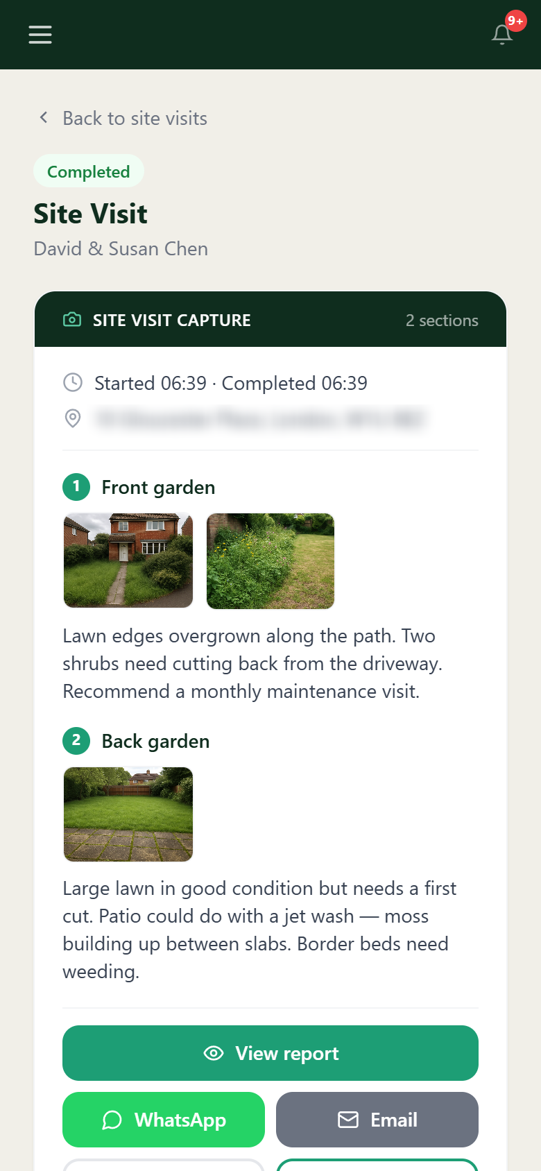 Site visits on your phone